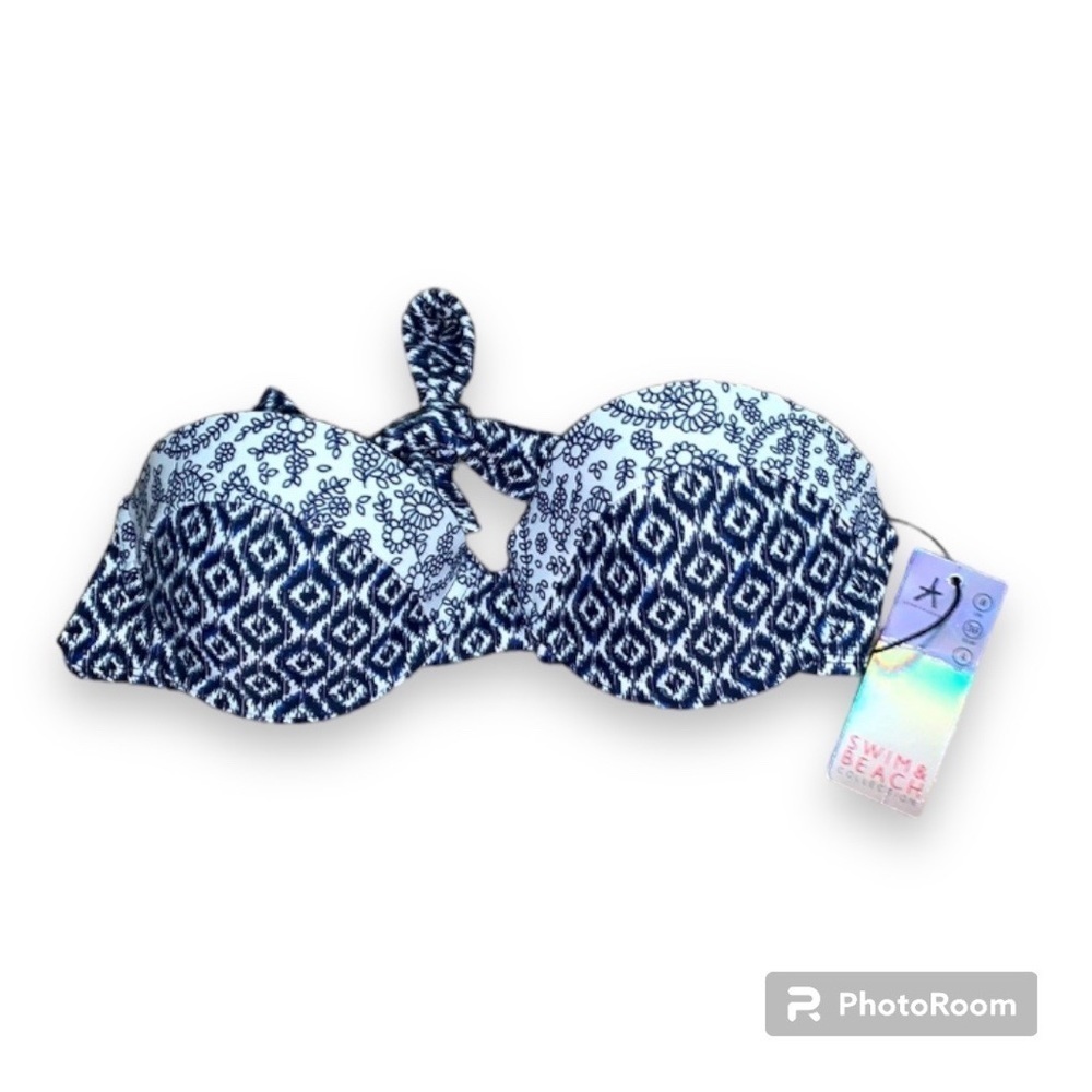 Atmosphere strapless blue underwire bikini swimsuit top